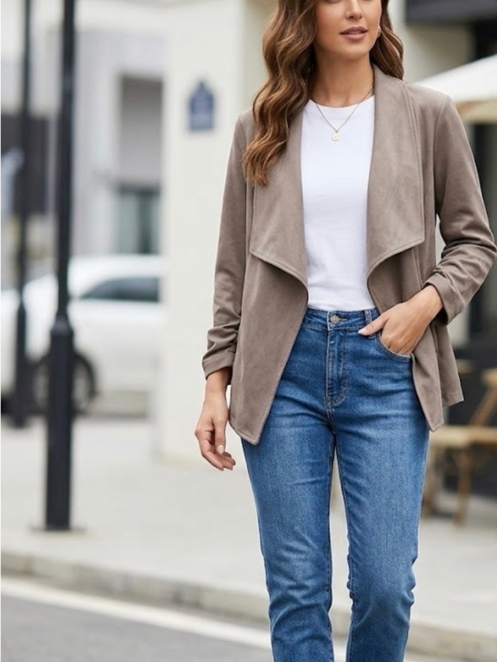 Alfani Taupe Draped Jacket